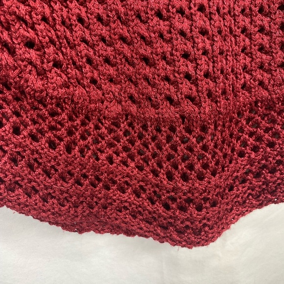Lucky Brand Marissa Open Knit Sweater Metallic Red Size Small.  Crochet. - Picture 6 of 12